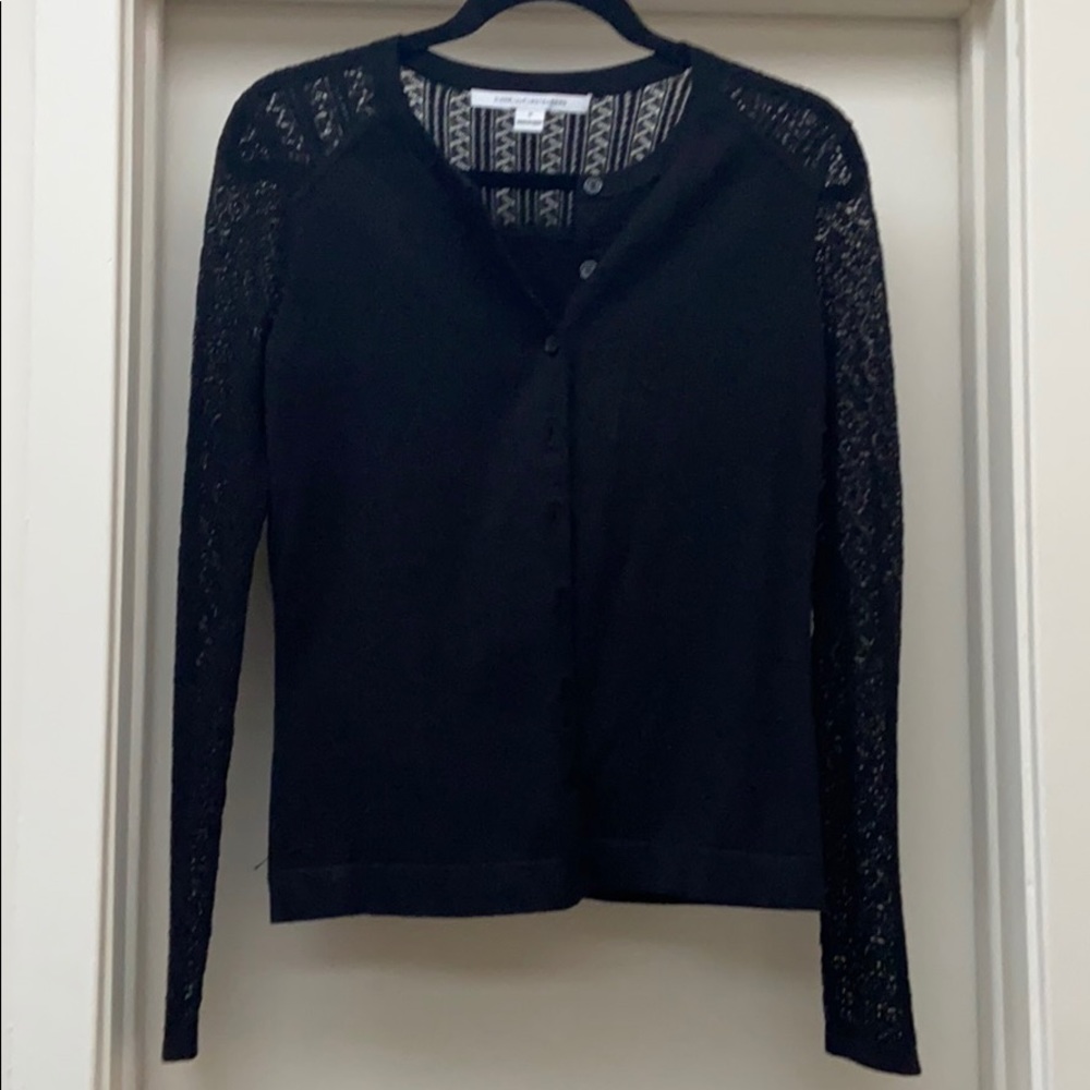 Diane von furstenberg mixed media black cardigan